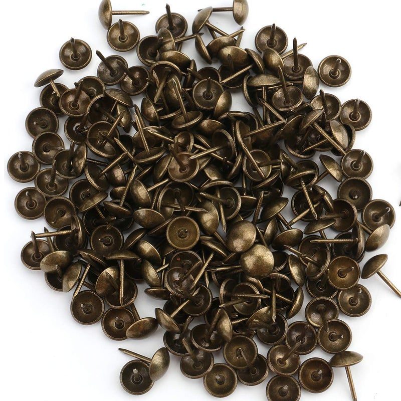Kingrol 500 Count Upholstery Nails Pins, 7/16"/11mm Antique Brass Finish Furniture Tacks Upholstery Tacks - Image 1